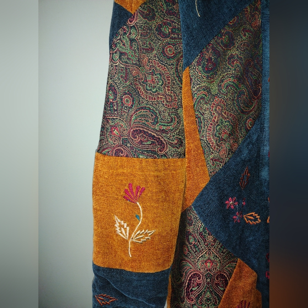 Beautiful Easy Chic Fall Pattern Patchwork Coat - image 5